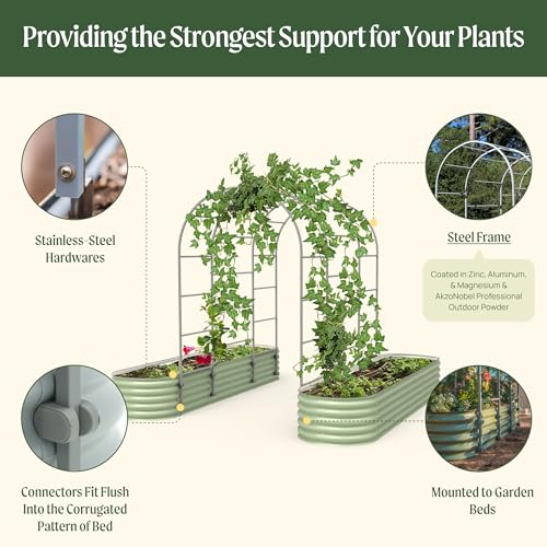 Vego Garden Modular Arched Trellis System 7.0' Long Trellis for 2.5' x 9.5' Garden Bed for Climbing Plants Like Cucumber Beans Tomatoes & Vines (Garden Beds Not Included) - size: 7.0 Ft Long