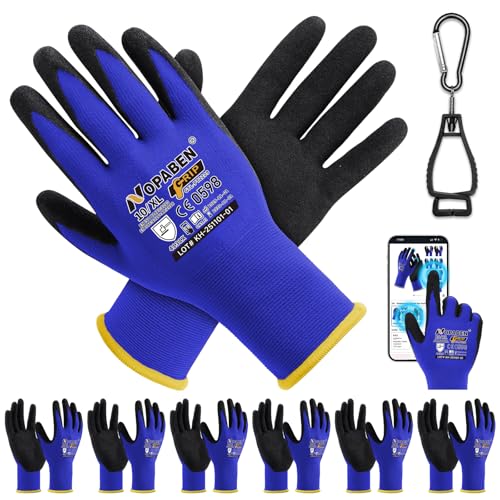 7 Pairs Safety Work Gloves Seamless Nylon Knit MicroFoam Nitrile Coated - size: X-Large, style: 7 Pairs,blue
