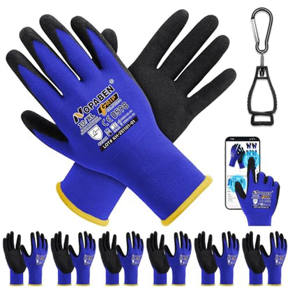 7 Pairs Safety Work Gloves Seamless Nylon Knit MicroFoam Nitrile Coated - size: X-Large, style: 7 Pairs,blue