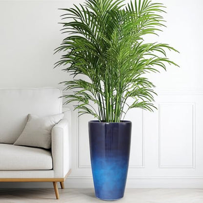 22.8" Gradient Blue Resin Tall Outdoor Planters with Drainage Holes - color: 22.8"h-faux Blue Ceramic