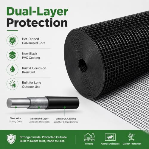 Black Hardware Cloth 1/2 in. x 3 ft. x 50 ft. 19-Gauge - size: 1/2'' x 36'' x 50'