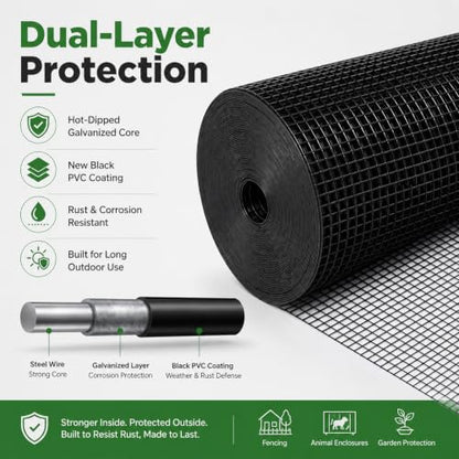 Black Hardware Cloth 1/2 in. x 4 ft. x 100 ft. 19-Gauge - size: 1/2'' x 48'' x 100'
