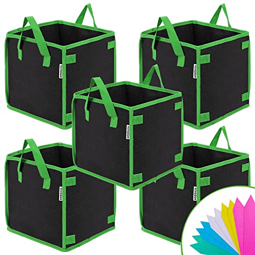 VIVOSUN 5-Pack 7 Gallon Square Plant Grow Bags with Handles - size: 7 Gallon