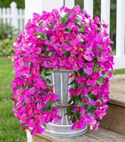 2 PCS Bougainvillea Artificial Hanging Flowers Plants for Outdoors, Purple - color: Purple