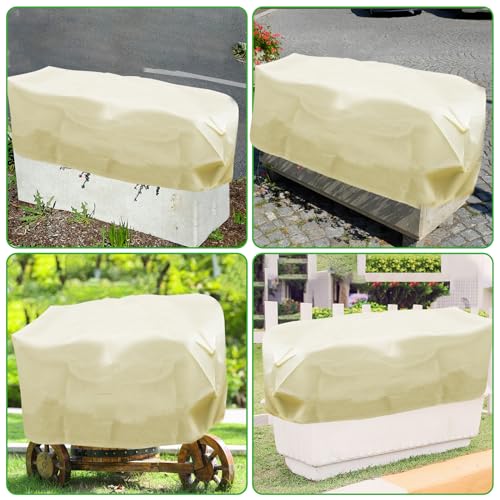 2Pcs Winter Plant Covers Freeze Protection, Rectangular Planter Box Plant Covers for Winter, Frost Blankets for Outdoor Plants with Drawstring, Garden Plant Frost Protection Covers (39×16×18 Inch)