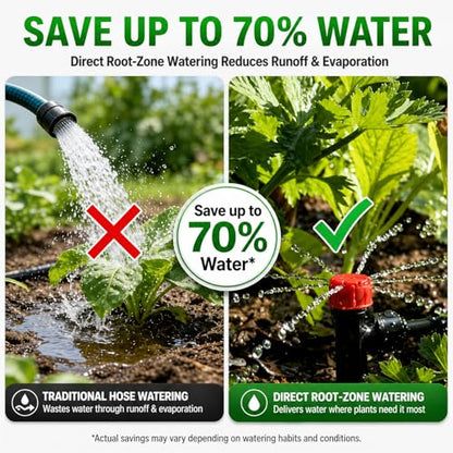 300FT Drip Irrigation System Kit, Quick Push-to-Connect Auto Garden Watering Irrigation System with 70FT 1/2'' & 230FT 1/4'' Tubing, Adjustable Dripper Sprayers for Raised Bed, Lawn, Greenhouse - size: 300FT