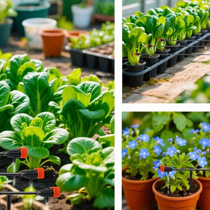 30pcs Drip Irrigation Emitters, Garden Irrigation Drippers with 30pcs Support Stakes Adjustable Drip Emitters Water Dripper for Plants Lawn Flower Watering Accessories