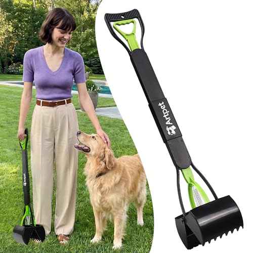 32" Dog Pooper Scooper, Long Handle Picker for Lawn & Yard - color: Spring Green