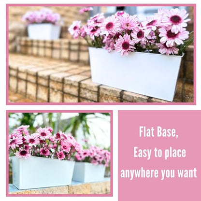 LaLaGreen Large Planter Box (16 in, 2 Pack) White Metal Window Flower Pots - size: 16"(41cm) x 2 pack