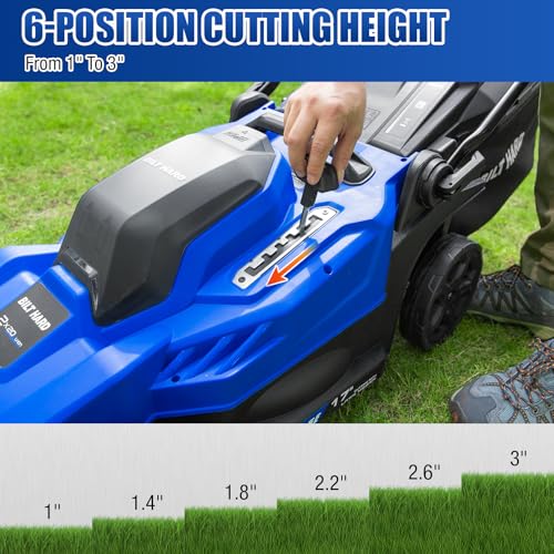 BILT HARD 40V Electric Cordless 17" Lawn Mower, 12" Trimmer & Leaf Blower Combo – 3x5.0Ah Batteries (2x20V), Dual Charger, 6-Position Cutting Height, 50L Bag