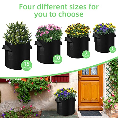 150 Pack 5 Gallon Grow Bags Garden Plant Grow Bag Aeration Fabric Pots with Handles Nonwoven Cloth Pots Planting Bags Garden Bags to Grow Vegetables Flowers Potatoes (5 Gal) - size: 5 Gallons