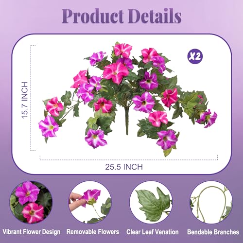 Ammyoo Artificial Fake Flowers Petunia Plants for Outdoor Decoration - color: Fuchsia Lotus