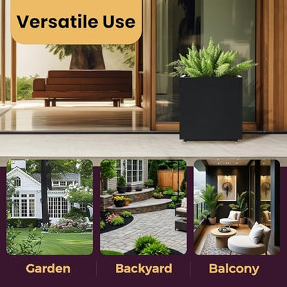 Large Cube Metal Outdoor Planter Box 20Wx20Dx21.5H - color: Black, size: 20Wx20Dx21.5H