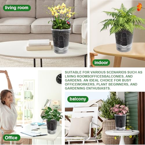 Cdd's Path Upgraded 5-Pack 6 Inch Naked Root Planter Self Watering Pots Set, Plant Pots with Holes for Indoor/Outdoor Plants with Watering Hole/Reservoir and Air Pipes, Clear - size: 5 Pack-6 inch(Upgraded )
