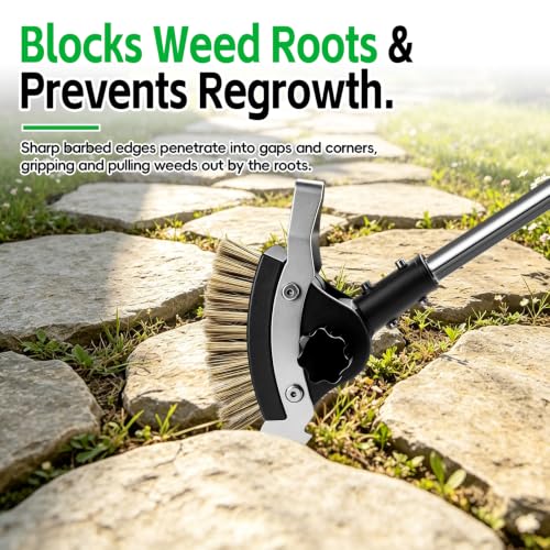 Crack Weeder Tool，3-in-1 Crevice Cleaning Tool with Adjustable Long Handle