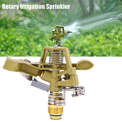 Impact Sprinkler Head, 1/2 Inch Impulse Sprinkler Heavy Duty Water Sprinkler Head Lawn Watering Sprinkler Sprayer Zinc Alloy Adjustable 360° Large Area Coverage Pattern for Patio Garden 10~18 Distance