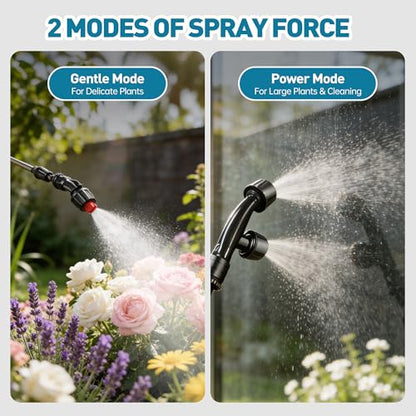 Battery Powered Sprayer, 2 Gallon Electric Sprayer Battery Operated with 4 Mist Nozzles, 2 Speeds, Battery Indicator, 41" Telescopic Wand, Rechargeable Handle, Weed Sprayer for Lawn Garden Yard