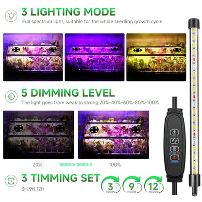Seed Starter Trays with Grow Lights, Grow Lights for Seed Starting Kit, Timming Set, Indoor Plant Growing Kit for Gardeners, Germination Trays Kits, Gardening Gifts for Women, Mom Gifts - size: 120 Cells