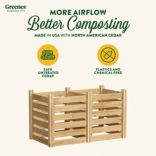 Greenes Fence Premium Cedar Wood Composter, 24" W x 48" L x 31" H (3/4" Thick) / 154.6 Gallons - Made in USA with North American Cedar - size: 2' W x 4' L x 31" H