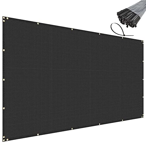 SunnyRoyal 6' x 1' Black Privacy Fence Screen Heavy Duty Windscreen Mesh Fencing Shade Fabric with Brass Grommets for Outdoor Fence Garden Patio Swimming Pool - color: Black, size: 6' x 1'