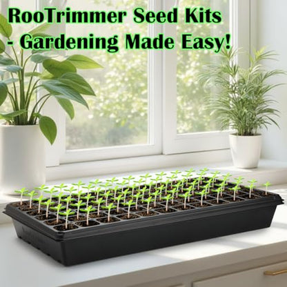 RooTrimmer 10 Pack 1020 Trays No Holes and 10 Pack 72 Cell Seed Starter Tray, 20" x 10" - Heavy Duty Reusable Plastic Seed Starter Kit for Microgreens, Seed Germination & Plant Propagation (10 Sets) - size: 72 Cells-Deep