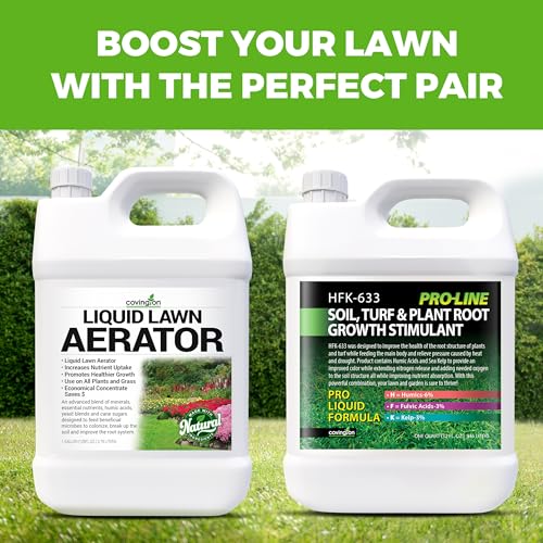 Covington Liquid Lawn Aerator (1 Gallon) – Soil Conditioner & Softener for Lawns & Gardens – Loosens Clay & Compacted Soil for Better Water & Nutrient Absorption – Liquid Aeration Concentrate - size: 1 Gallon