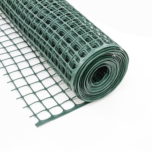 Heavy-Duty Plastic Mesh Netting, Green, 35.4 x 197 in (90cm x 5m), 25mm Grid, Recycled Plastic, Cut-to-Size, Multi-Purpose for Gardening & Fencing - size: 0.98 in (25mm)
