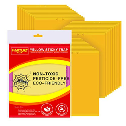 Faicuk Yellow Dual-Sided Sticky Fly Traps for Plant Insect, 30 Pack - size: 30 PACK