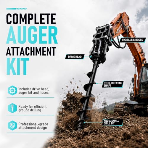 Hydraulic Drill Bit for Earth Auger, Heavy Duty Skid Steer Attachment with Wooden Box Packaging, Efficient Digging Tool for Post Holes and Landscaping