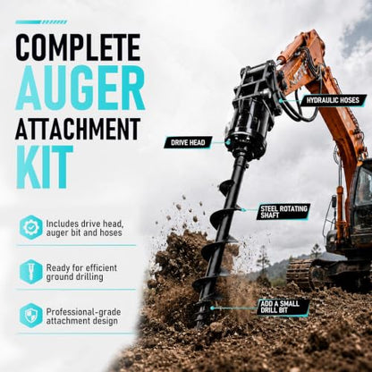 Hydraulic Drill Bit for Earth Auger, Heavy Duty Skid Steer Attachment with Wooden Box Packaging, Efficient Digging Tool for Post Holes and Landscaping