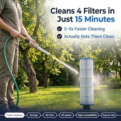 Cyclone Pool Filter Cleaner Deluxe | Spinning Stand, Mini Wand + Bag - size: 01. Deluxe