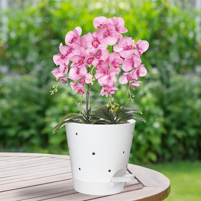 Vanslogreen 6 Inch Orchid Pots with Holes, Self Watering Plant Pots, 2 Pack - color: White