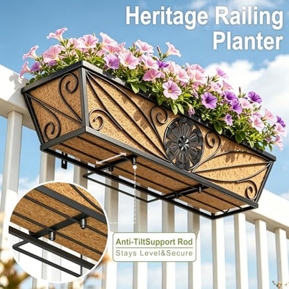 2 Pack 24 Inch Railing Planter Boxes