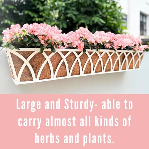LaLaGreen Garden Wall Planter (48 in, 2 Pack) White Patio Window Flower Box - size: 48 Inch x 2 Pack