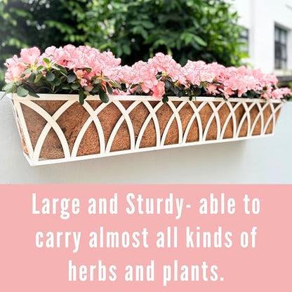 LaLaGreen Garden Wall Planter (48 in, 2 Pack) White Patio Window Flower Box - size: 48 Inch x 2 Pack