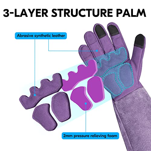 Vgo... Ladies' Synthetic Leather Extended Pig Split Leather Cuff Rose Pruning Thorn Proof Garden Gloves (Size S, Purple,SL6592W) - color: 1 Pair - Purple, size: Women's Small