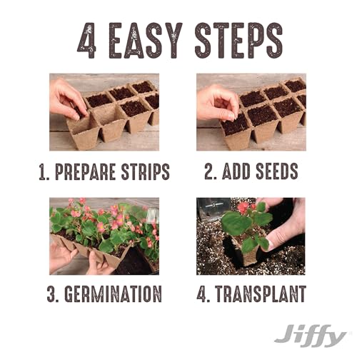 Jiffy Seed Starting Strips - Biodegradable, Plant Starter Pots, 10 Cell, 50 Strips - Peat - color: 50 Strips (500 Cells Total)