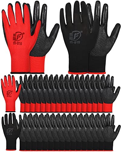 Honeydak 36 Pairs Garden Gloves Bulk for Men Women - color: Red, Black