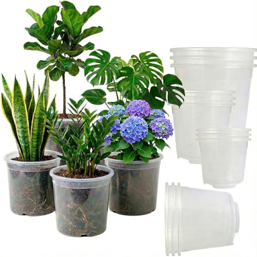 4/5/6/7 Inch Clear Nursery Pots with Drainage Holes 12 Pack - size: 7/6/5/4inch