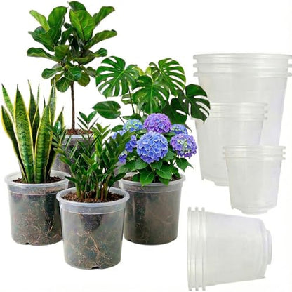 4/5/6/7 Inch Clear Nursery Pots with Drainage Holes 12 Pack - size: 7/6/5/4inch