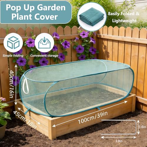 4 Pcs 39"*18"*16" Pop Up Garden Plant Covers for Raised Bed