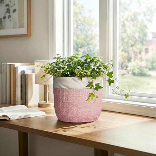 Ceramic Plant Pots, 8 Inch Planter, Round Pots for Plants, Pink - color: Pink, size: 8 Inch