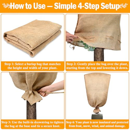 Legigo 3 Pack 32 X 40 Inch Burlap Bags for Winter Plant Frost Protection - size: 32 X 40 Inch
