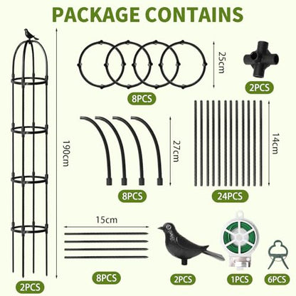 2 Pcs 6.2FT Garden Obelisk Trellis Climbing Plant Support - size: 6.2FT(2Pcs)