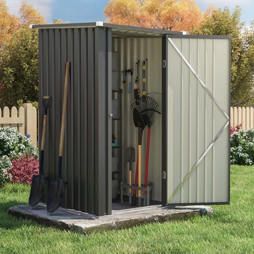 Patiowell 3x3 FT Storage Shed, Small Metal Shed, Black - color: Black, size: 3x3 FT