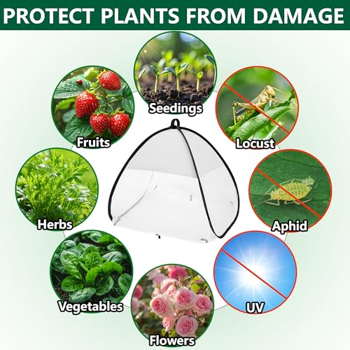 2Pcs Pop Up Garden Netting Bug and Shade Cover,Plant Sun Shade Netting Tent - color: White-22x22x22 Inch