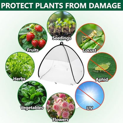 2Pcs Pop Up Garden Netting Bug and Shade Cover,Plant Sun Shade Netting Tent - color: White-22x22x22 Inch