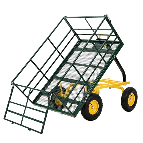 Garvee 1500 LB Heavy Duty Garden Dump Cart, 3-in-1 Yard Wagon Trailer - color: Green, size: 1500 Lbs Dump