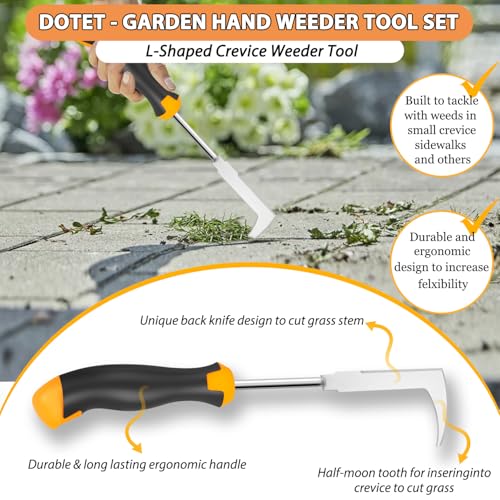 Garden Uprooting Weeding Tools - 3 Pack Hand Held Weeder Puller Tool Set, Rubber Handle, Weed Remover for Garden Farm Weeding