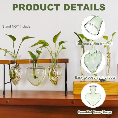 M METERXITY 3-Pack Propagation Vases, Heart-Shaped Glass Propagation Stations for Indoor Plants/Desktop Decor/Home Garden, Plants Terrariums Hydroponic Vases [Green] - color: Green